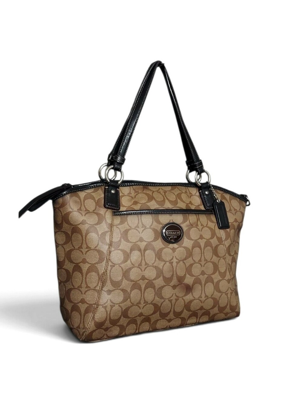 Coach Peyton Signature Coated Canvas Shoulder Tote No. F19816 - Picture 2 of 9